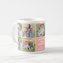 Vi Kärlek Mamma Modern Rosa Photo Collage Kaffemugg