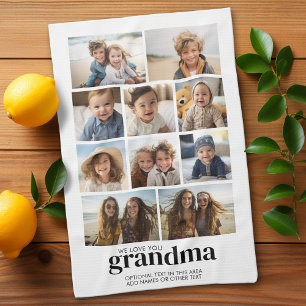 Vi Kärlek, mormor - 10 fotokollage - Modern Kökshandduk