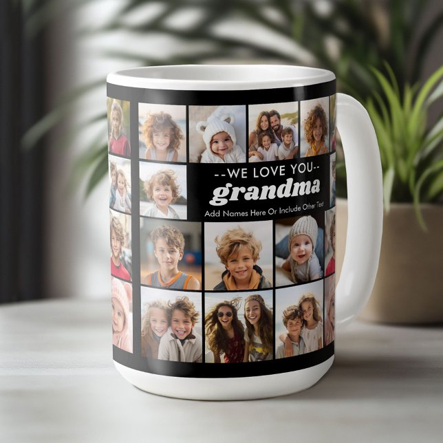 Vi Kärlek, mormor - 15 fotokollage Kaffemugg (Custom Photo Mug)