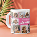 Vi Kärlek, mormor - 17 fotokollage Jumbo Mugg<br><div class="desc">Barnbarn Photo Collage - eller andra foton - En fullt-täckningsdesign innehåller en solid färg-bakgrund. Använda upp till 17 kvadratfoton för att skapa en unik och personlig gåva. Texten kan ändras för att matcha din händelse. Det är en förebild för ljus till mormor i ge, men namn och all information kan...</div>