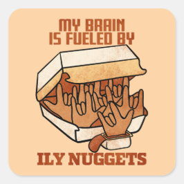 Vi Kärlek Nuggets - Nugget Kärlek - ASL ILY Obsess Fyrkantigt Klistermärke
