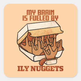Vi Kärlek Nuggets - Nugget Kärlek - ASL ILY Obsess Fyrkantigt Klistermärke