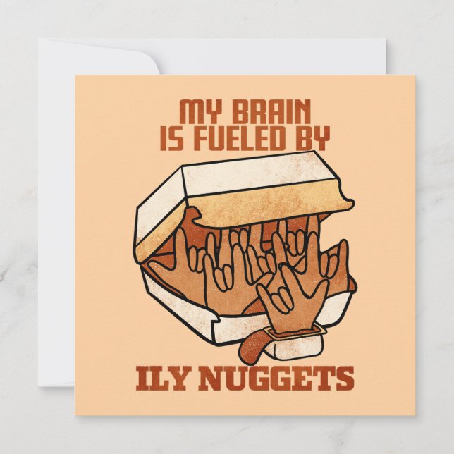 Vi Kärlek Nuggets - Nugget Kärlek - ASL ILY Obsess Inbjudningar (Framsida)