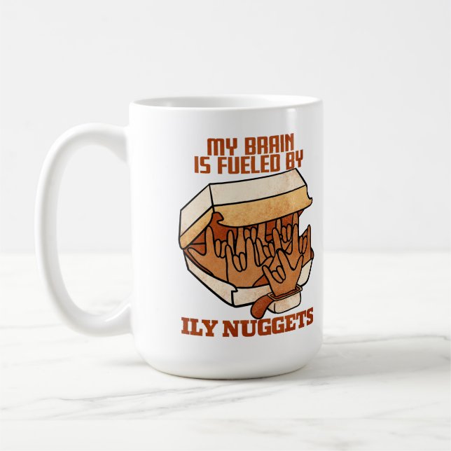 Vi Kärlek Nuggets - Nugget Kärlek - ASL ILY Obsess Kaffemugg (Vänster)