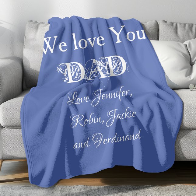 Vi Kärlek Pappa skriker Kids Namn Simple Cute Fleecefilt ("We Love You DAD" super comfy light blue fleece blanket.)