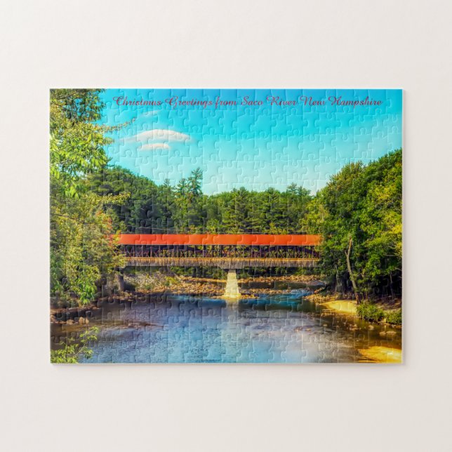 Vi kärlek Saco River New Hampshire Jigszle Puzzle Pussel (Horisontell)