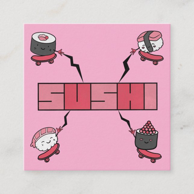 Vi Kärlek Sushi - Sushi Kärlek - ASL ILY Obsession Fyrkantigt Visitkort (Framsida)