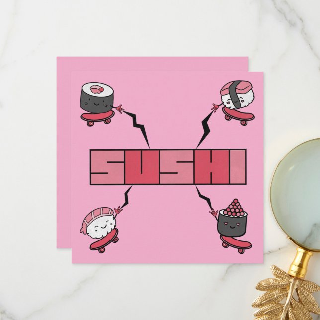 Vi Kärlek Sushi - Sushi Kärlek - ASL ILY Obsession Tack Kort (Fram/Back In Situ)