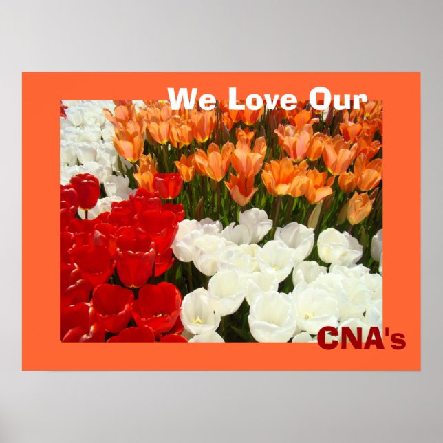 Vi Kärlek vår CNA:s poster Orange Tulip Flowers (Framsidan)
