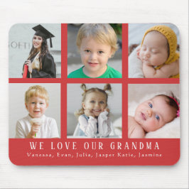 Vi Kärlek vår mormor |Barnbarn Photo Collage Red Musmatta