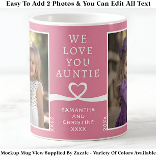 Vi Kärlek You Auntie 2 Photo Anpassningsbar Rosa M Kaffemugg
