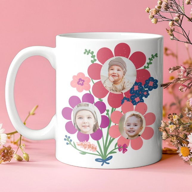 Vi Kärlek You Bunches, Anpassningsbar fotogåva mug Två-Tonad Mugg (Mother's Day Gift mug Love you bunches custom photo gifts for mom)