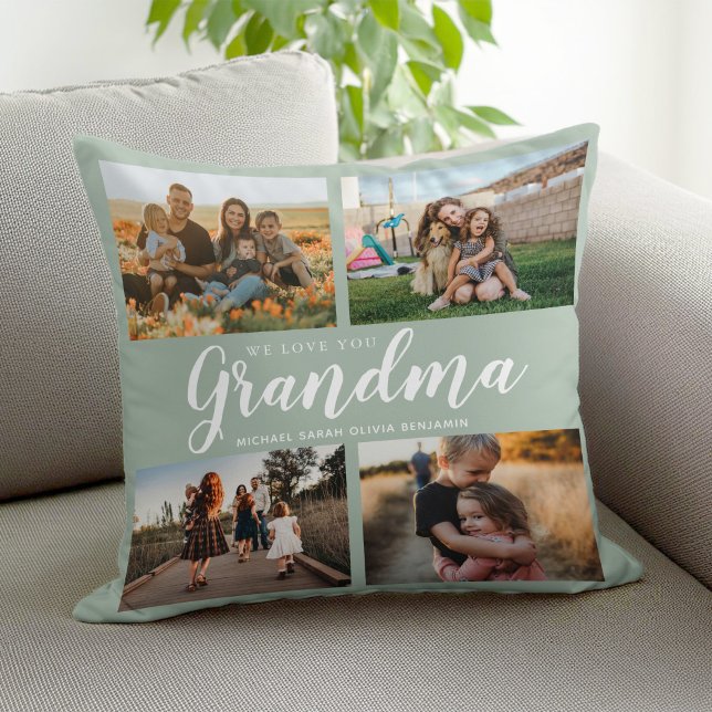 Vi Kärlek You Grandma 4 Photo Collage Kudde (Skapare uppladdad)