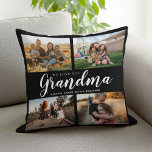 Vi Kärlek You Grandma 4 Photo Collage Kudde<br><div class="desc">Säg att vi kärlek till mormor den här julhelgen med en julklapp i personligen dekorativ kudde med fyra av dina favoritfoton och barnbarn, namn och . All text i den här designen kan redigeras så att du kan lägga till ett eget meddelande eller en egen text. Finns i en sort...</div>
