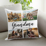 Vi Kärlek You Grandma 4 Photo Collage Kudde<br><div class="desc">Säg att vi kärlek till mormor den här julhelgen med en julklapp i personligen dekorativ kudde med fyra av dina favoritfoton och barnbarn, namn och . All text i den här designen kan redigeras så att du kan lägga till ett eget meddelande eller en egen text. Finns i en sort...</div>