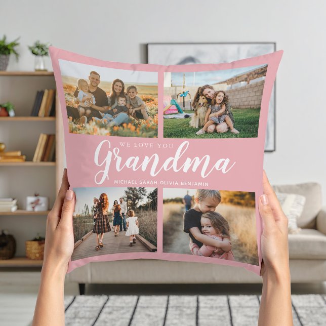 Vi Kärlek You Grandma 4 Photo Collage Kudde (Skapare uppladdad)