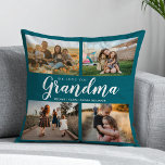 Vi Kärlek You Grandma 4 Photo Collage Kudde<br><div class="desc">Säg att vi kärlek till mormor den här julhelgen med en julklapp i personligen dekorativ kudde med fyra av dina favoritfoton och barnbarn, namn och . All text i den här designen kan redigeras så att du kan lägga till ett eget meddelande eller en egen text. Finns i en sort...</div>