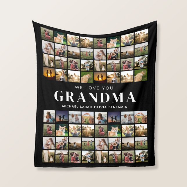 Vi Kärlek You Grandma 64 Photo Collage Fleecefilt (Skapare uppladdad)