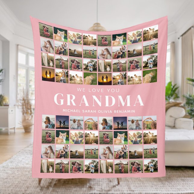 Vi Kärlek You Grandma 64 Photo Collage Fleecefilt (Skapare uppladdad)