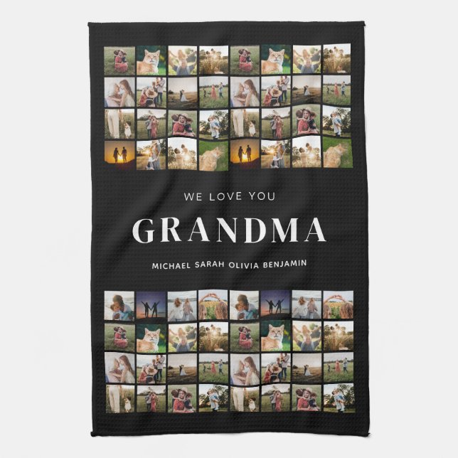Vi Kärlek You Grandma 64 Photo Collage Kökshandduk (Vertikal)