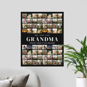 Vi Kärlek You Grandma 64 Photo Collage Poster