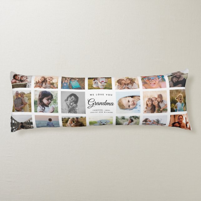 Vi Kärlek You Grandma Anpassningsbar Photo Collage Kroppskudde (Baksidan)
