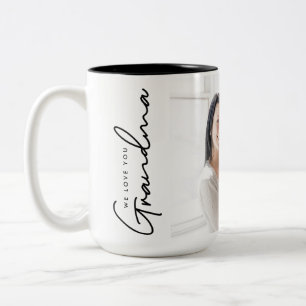 Vi Kärlek You Grandma Elegant script Anpassningsba Två-Tonad Mugg