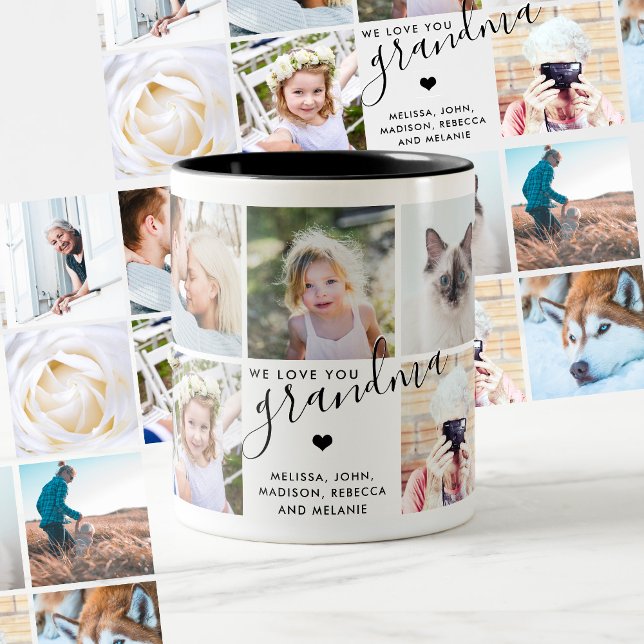 Vi kärlek You Grandma | Fotogåtts-text Två-Tonad Mugg (Create your own grandma photo mug!)