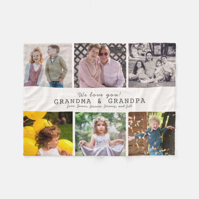 Vi Kärlek You Grandma & Grandpa 6 Photo Cream Whit Fleecefilt (Framsidan (Horisontell))