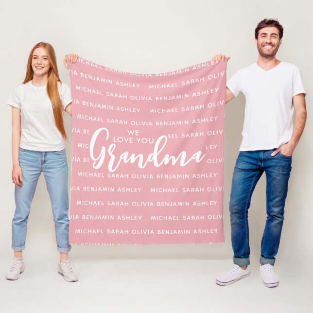 Vi Kärlek You Grandma Kids Namn Fleecefilt (På plats)