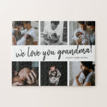 Vi Kärlek You Grandma Modern 6 Photo Mor Pussel<br><div class="desc">Ett enkelt men fetstilt foto morföräldrars Dag-pussel med sex foton och vi kärlek dig redigerbar text.</div>