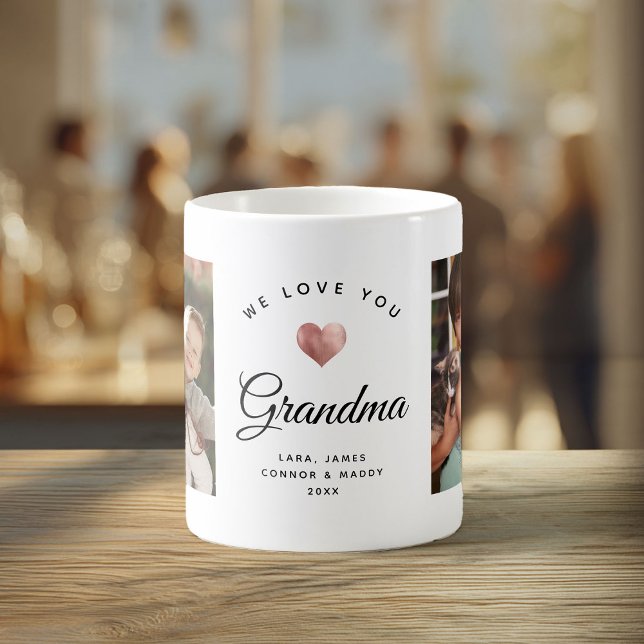 Vi Kärlek You Grandma | Modern Photo Ro Guld Heart Kaffemugg (Skapare uppladdad)