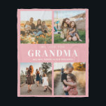 Vi Kärlek You Grandma Personlig 4 Photo Collage Fleecefilt<br><div class="desc">Säg att vi kärlek till mormor den här julhelgen med en personlig julklapp med fyra av dina favoritfoton och barnbarn, namn och . All text i den här designen kan redigeras så att du kan lägga till ett eget meddelande eller en egen text. Finns i en sort färg, stilar och...</div>