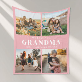 Vi Kärlek You Grandma Personlig 4 Photo Collage Fleecefilt