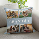 Vi Kärlek You Grandma Personlig 4 Photo Collage Kudde<br><div class="desc">Säg att vi kärlek till mormor den här julhelgen med en julklapp i personligen dekorativ kudde med fyra av dina favoritfoton och barnbarn, namn och . All text i den här designen kan redigeras så att du kan lägga till ett eget meddelande eller en egen text. Finns i en sort...</div>