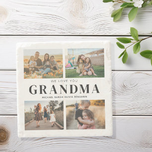 Vi Kärlek You Grandma Personlig 4 Photo Collage Stenunderlägg