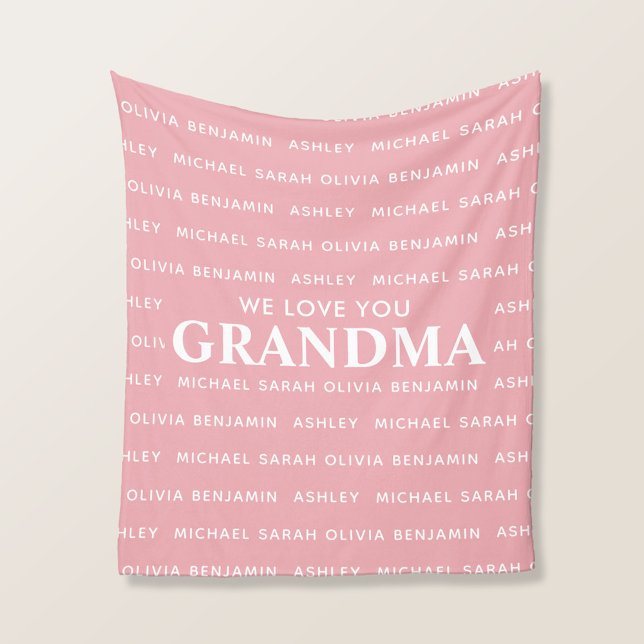 Vi Kärlek You Grandma Personlig Kids Namn Fleecefilt (Skapare uppladdad)
