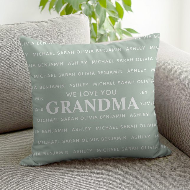 Vi Kärlek You Grandma Personlig Kids Namn Kudde (Skapare uppladdad)