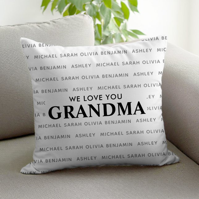 Vi Kärlek You Grandma Personlig Kids Namn Kudde (Skapare uppladdad)