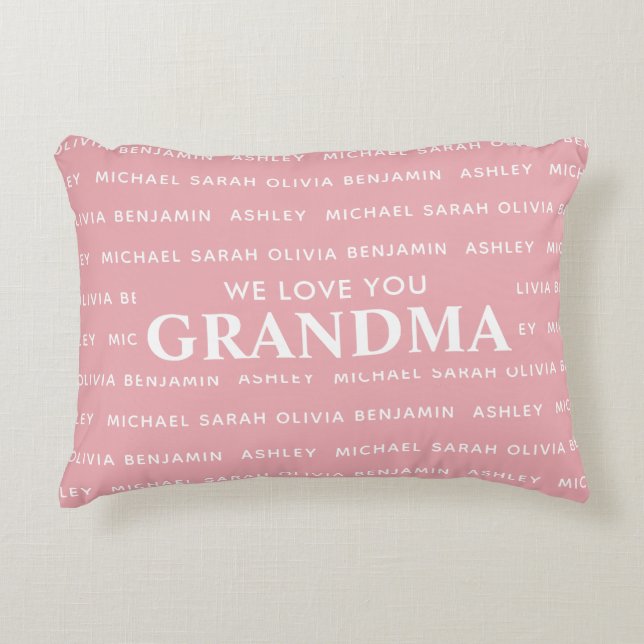 Vi Kärlek You Grandma Personlig Kids Namn Prydnadskudde (Framsidan)