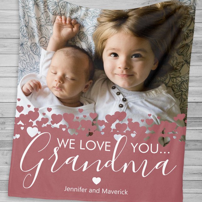 Vi Kärlek You Grandma Photo Fleecefilt (Skapare uppladdad)