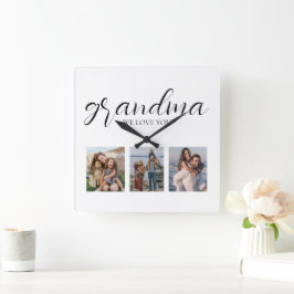 Vi Kärlek You Grandma Photo Fyrkantig Klocka