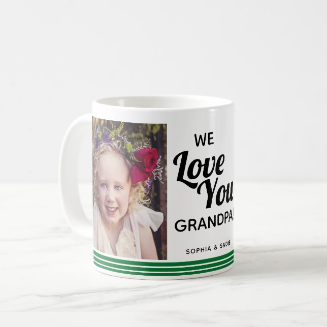 Vi Kärlek You Grandpa 2 Photo Grönt Kaffemugg (Framsida vänster)