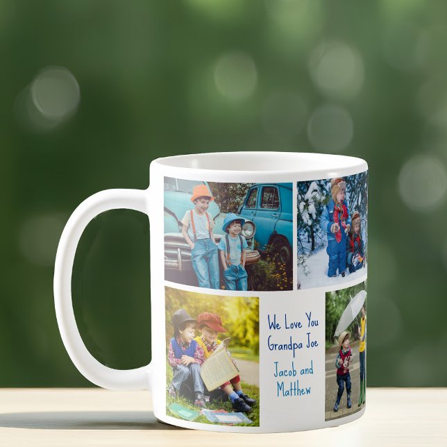 Vi Kärlek You Grandpa Barnbarn Photo Collage Kaffemugg (Skapare uppladdad)