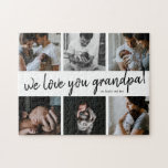 Vi Kärlek You Grandpa Modern 6 Photo Grandfather's Pussel<br><div class="desc">Ett enkelt men fetstilt foto av Fars dag eller Grandparent's Day-pussel med 6 foton och vi kärlek dig din farpa-redigerbara text.</div>