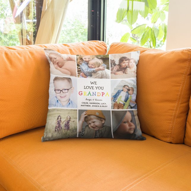 "Vi Kärlek You" Grandpa Photo Collage Keepsaké Kudde (Skapare uppladdad)