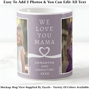 Vi Kärlek You Mamma 2 Photo Anpassningsbar Lila Mo Kaffemugg