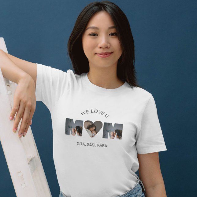 Vi Kärlek You Mamma Anpassningsbar Mors dag 3 Phot T Shirt (Skapare uppladdad)