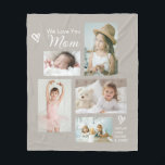 Vi Kärlek You Mamma Children Photo Collage Keepsak Fleecefilt<br><div class="desc">Den här anpassningsbarnas filt säger "Vi Kärlek du Mamma" i trendiget med moderna typsnitt tillsammans med barnens namn. En stilistigt arrangerad kollage som innehåller 5 av dina utvalda foton gör en underbar keepy att uppskatta genom åren. Handritade doodle-hjärtan framhäver designen för att tillföra ett tilltalande drag. Bakgrunden färg som visas...</div>