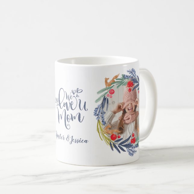Vi Kärlek You Mamma | Vattenfärgat blad Utandnings Kaffemugg (Framsida höger)